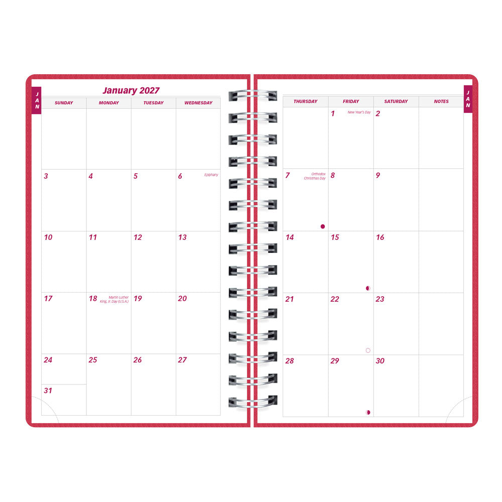 DuraFlex Daily/Monthly Appointment Book, 2027, English Raspberry CB634V.RAS-27 Brownline Canada