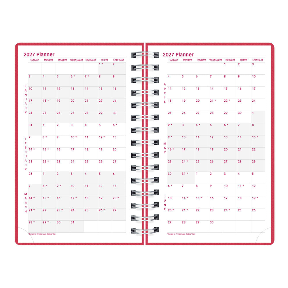 DuraFlex Daily/Monthly Appointment Book, 2027, English Raspberry CB634V.RAS-27 Brownline Canada
