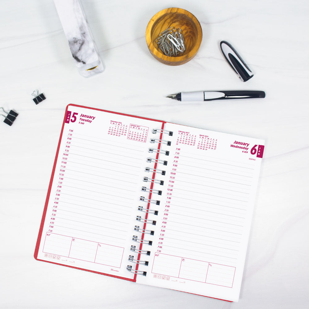 DuraFlex Daily/Monthly Appointment Book, 2027, English Raspberry CB634V.RAS-27 Brownline Canada