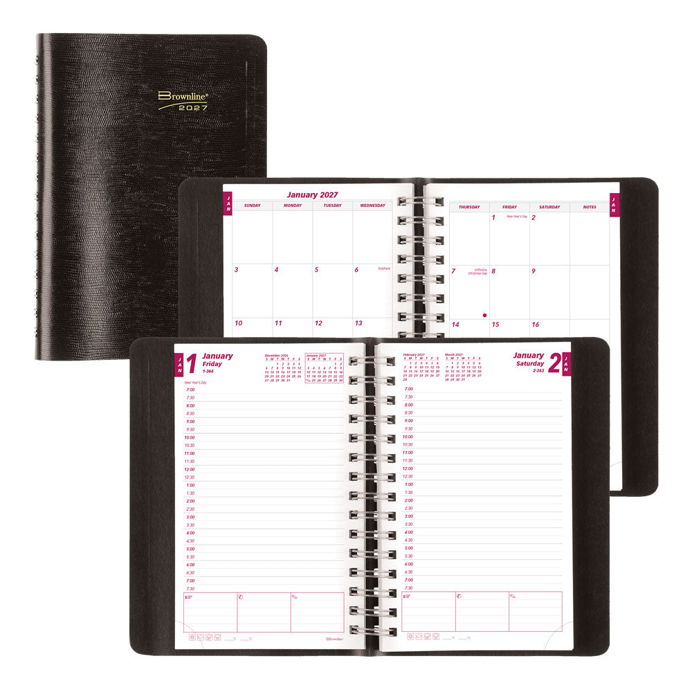 Essential Daily/Monthly Appointment Book, 2027, English Black CB634W.BLK-27 Brownline Canada