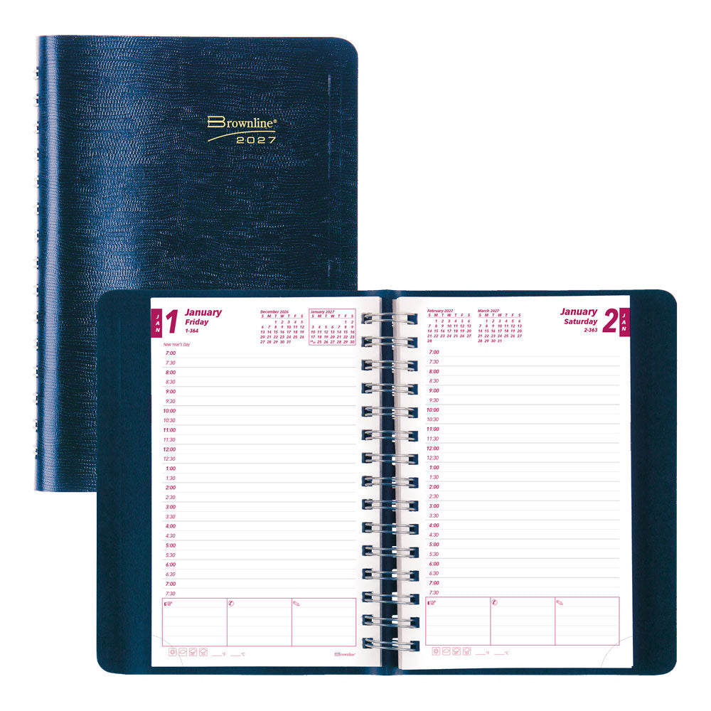 Essential Daily/Monthly Appointment Book, 2027, English Blue CB634W.BLU-27 Brownline Canada
