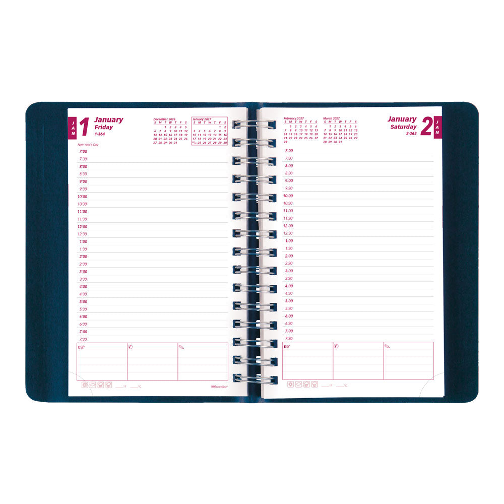Essential Daily/Monthly Appointment Book, 2027, English Blue CB634W.BLU-27 Brownline Canada