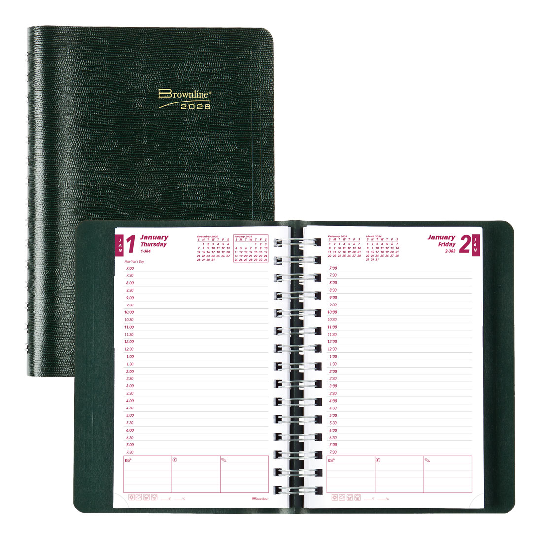 Brownline Essential Daily Planner 2026, English CB634W.GRN-26 #colour_green