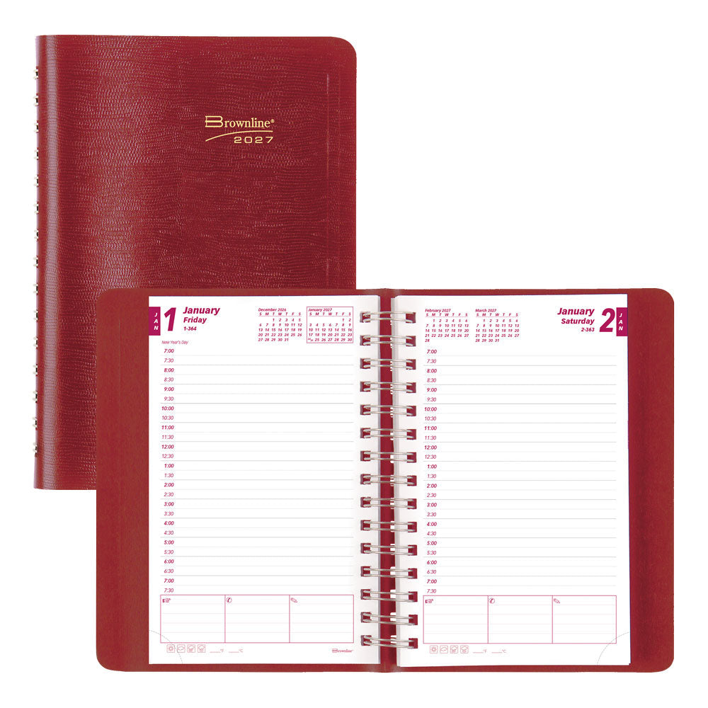 Essential Daily/Monthly Appointment Book, 2027, English Red CB634W.RED-27 Brownline Canada