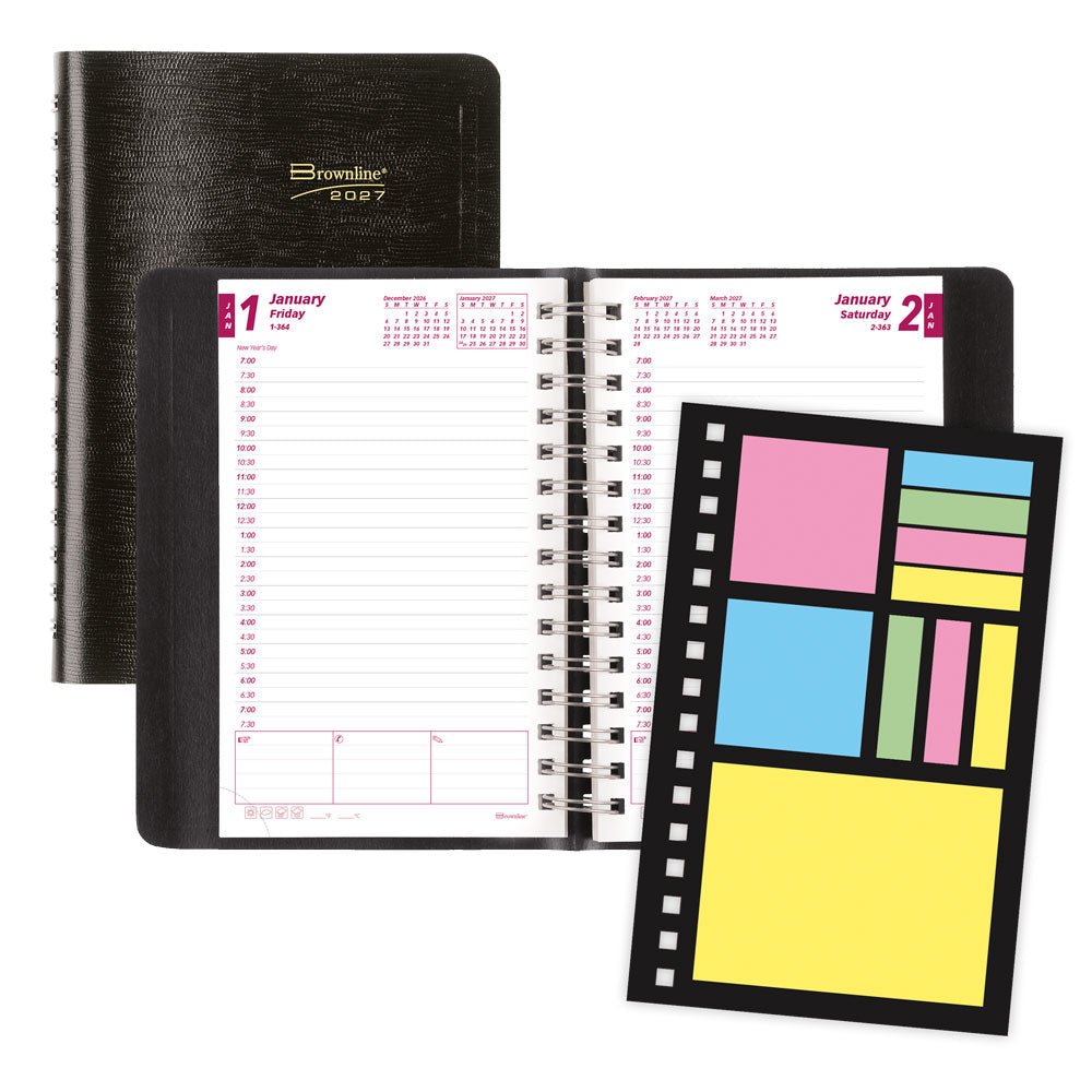 PlannerPlus™ Daily/Monthly Appointment Book, 2027, English, Black CB634WN.BLK-27 Brownline Canada