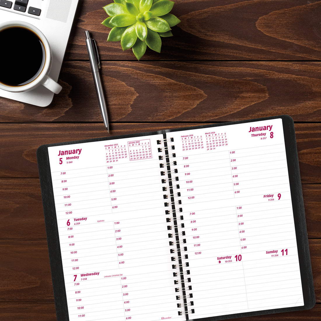 Brownline Essential Weekly Planner 2026, English, Black CB75.BLK-26