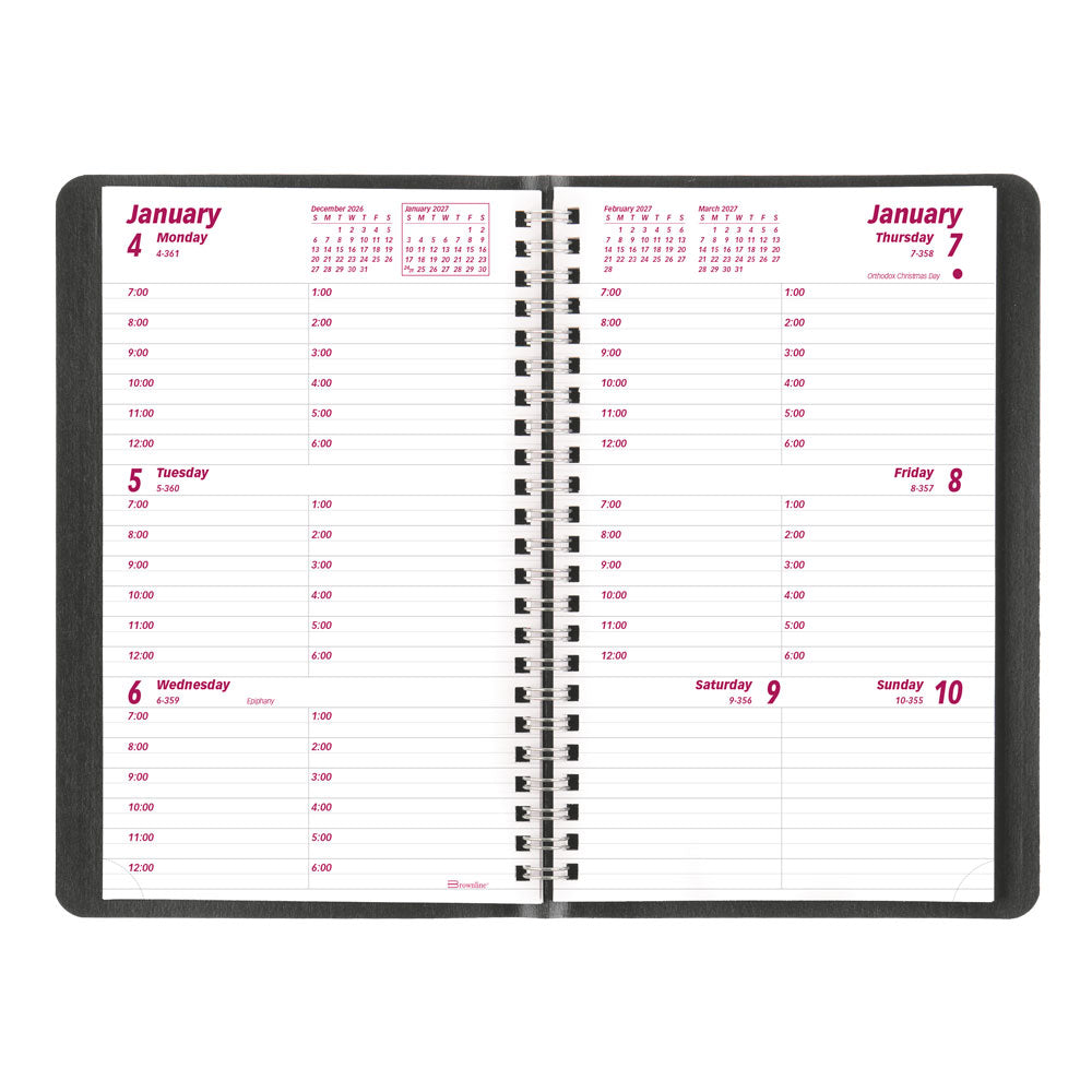 Essential Weekly Appointment Book, 2027, English, Black CB75.BLK-27 Brownline Canada