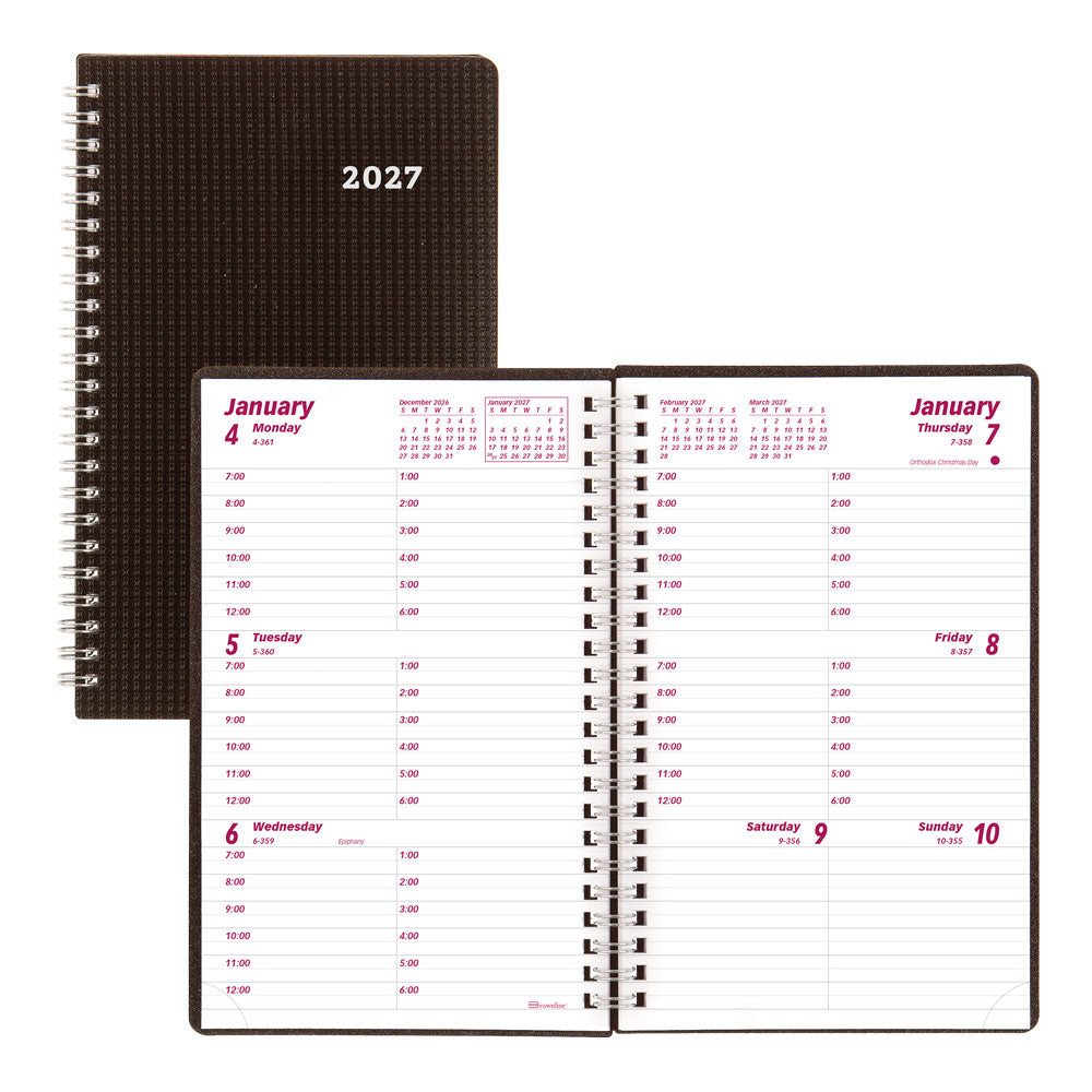 DuraFlex Weekly Appointment Book, 2027, English, Black CB75V.BLK-27 Brownline Canada