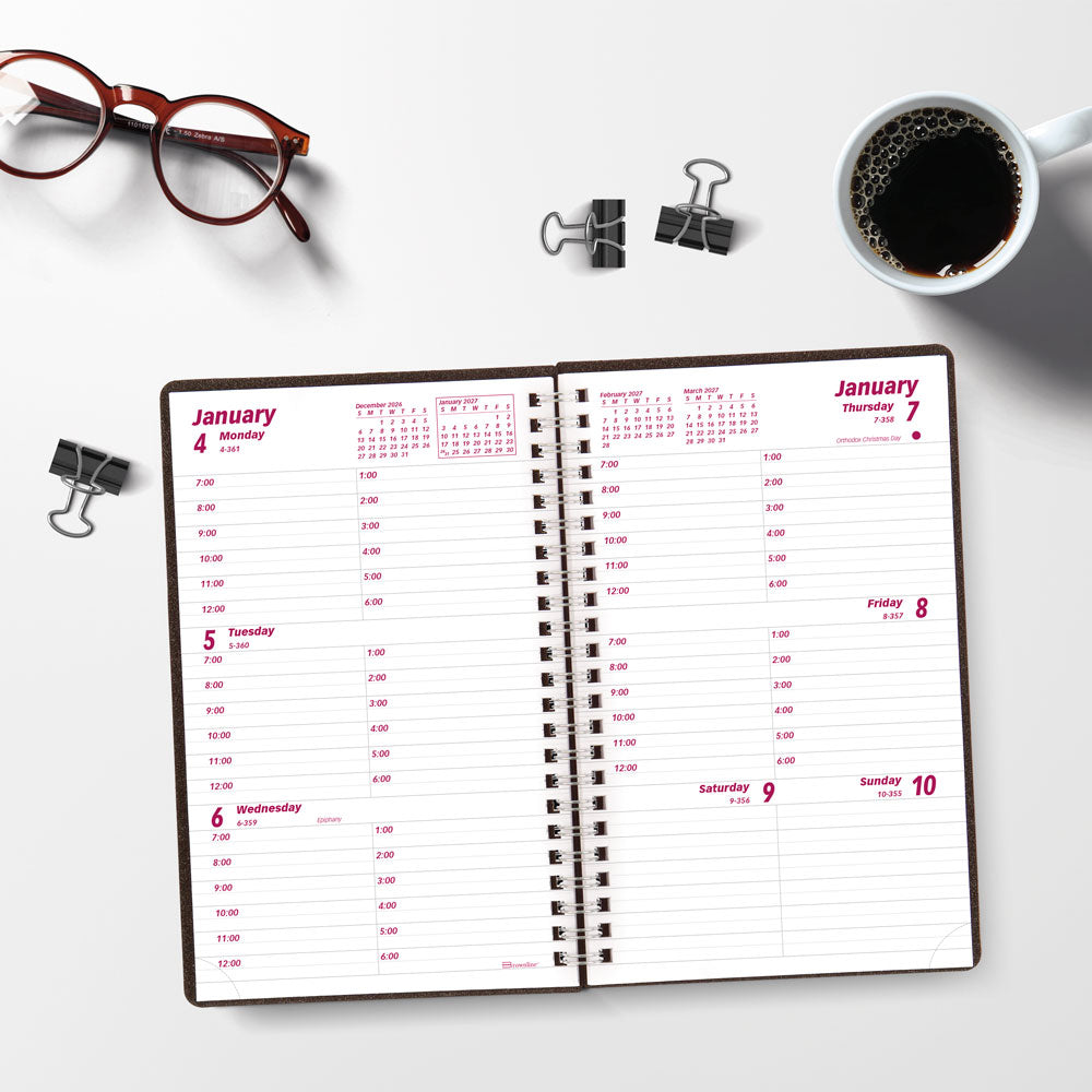 DuraFlex Weekly Appointment Book, 2027, English, Black CB75V.BLK-27 Brownline Canada