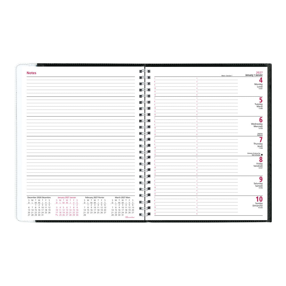 Pre-Vu Weekly Appointment Book, 2027, Bilingual CB920B.BLK-27 Brownline Canada