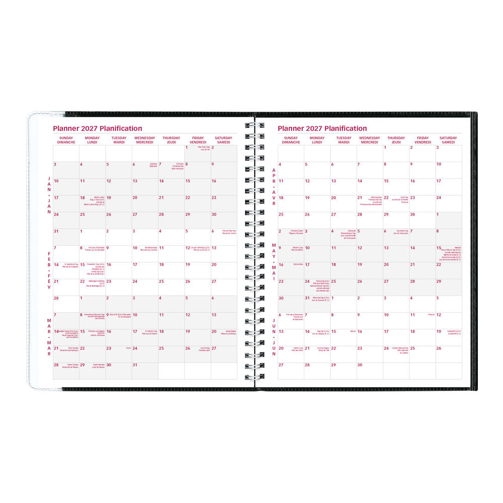 Pre-Vu Weekly Appointment Book, 2027, Bilingual CB920B.BLK-27 Brownline Canada