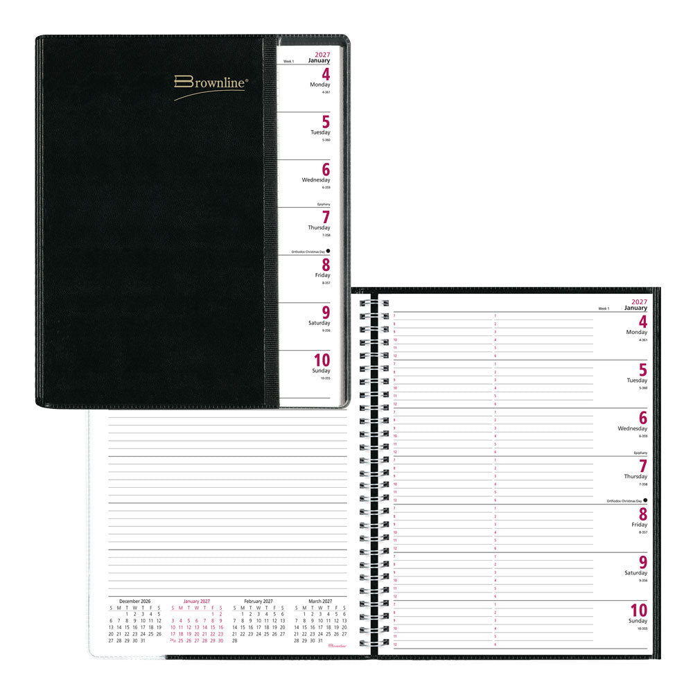 Pre-Vu Weekly Appointment Book, 2027, English, Black CB925.BLK-27 Brownline Canada