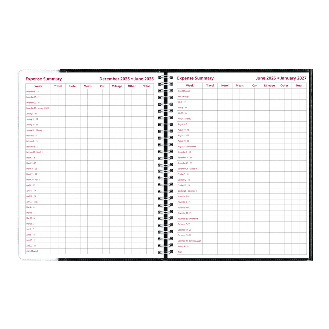 Brownline Pre-Vu Weekly Planner 2026, Bilingual, Tri-Fold Cover, Black CB925B.BLK-26