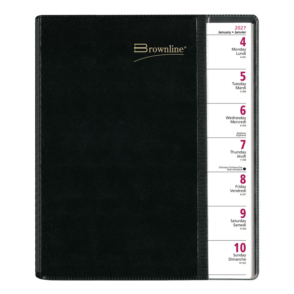 Pre-Vu Weekly Appointment Book, 2027, Bilingual CB925B.BLK-27 Brownline Canada