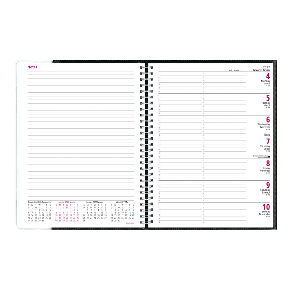 Pre-Vu Weekly Appointment Book, 2027, Bilingual CB925B.BLK-27 Brownline Canada