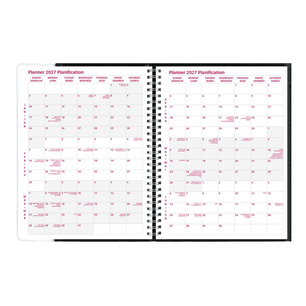 Pre-Vu Weekly Appointment Book, 2027, Bilingual CB925B.BLK-27 Brownline Canada