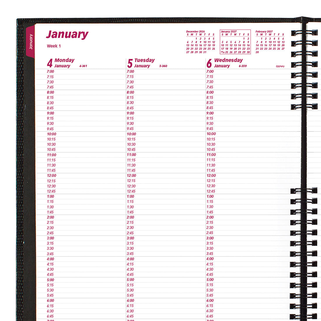 CoilPro™ Weekly Appointment Book, 2027, English Black CB950C.BLK-27 Brownline Canada