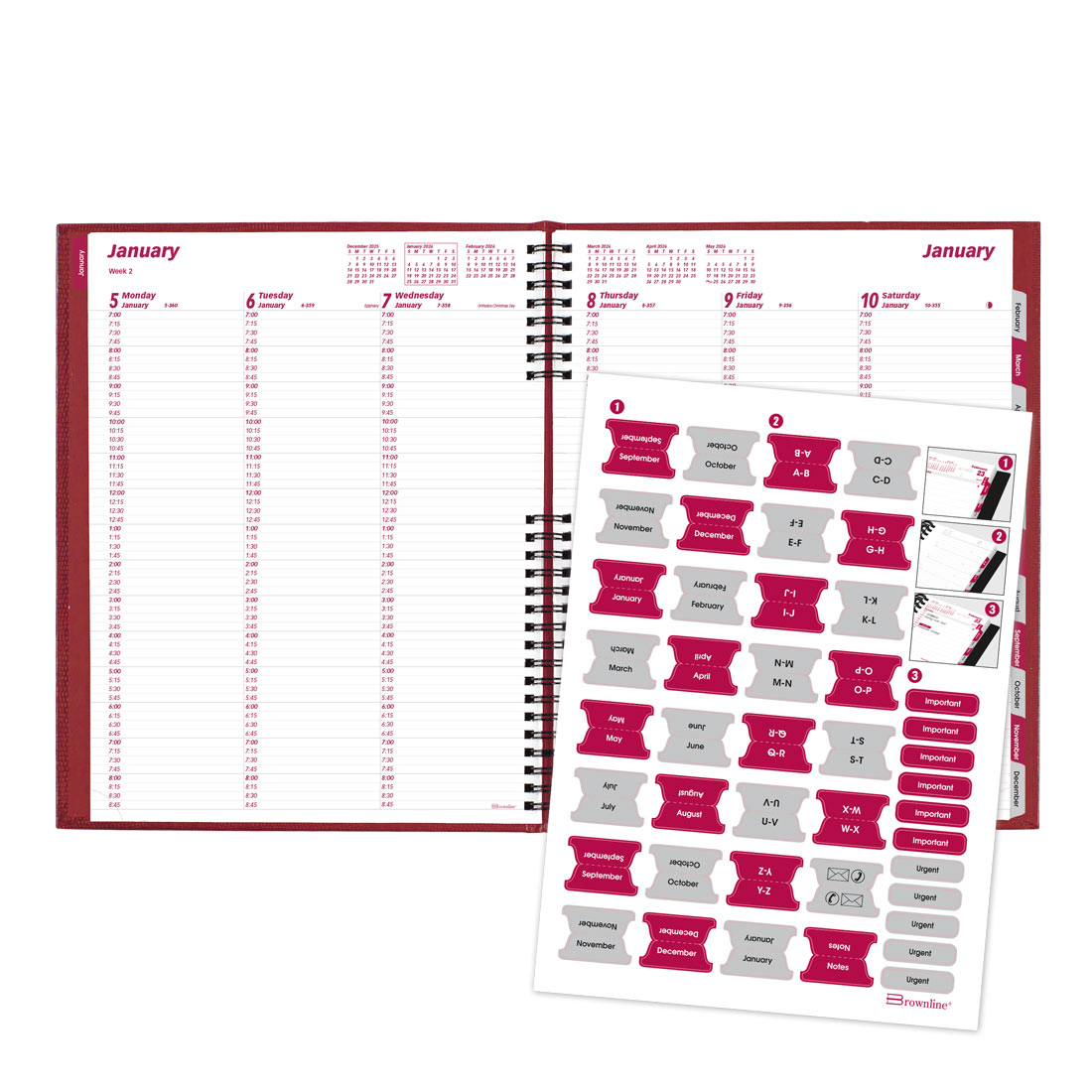 Brownline CoilPro Weekly Appointment Book 2026, English B950C.RED-26 #colour_red
