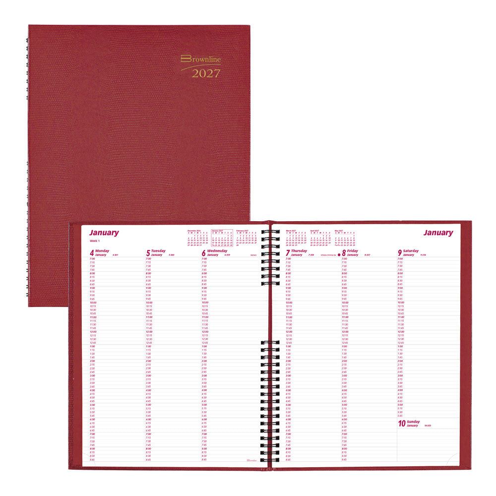 CoilPro™ Weekly Appointment Book, 2027, English Bright Red CB950C.RED-27 Brownline Canada