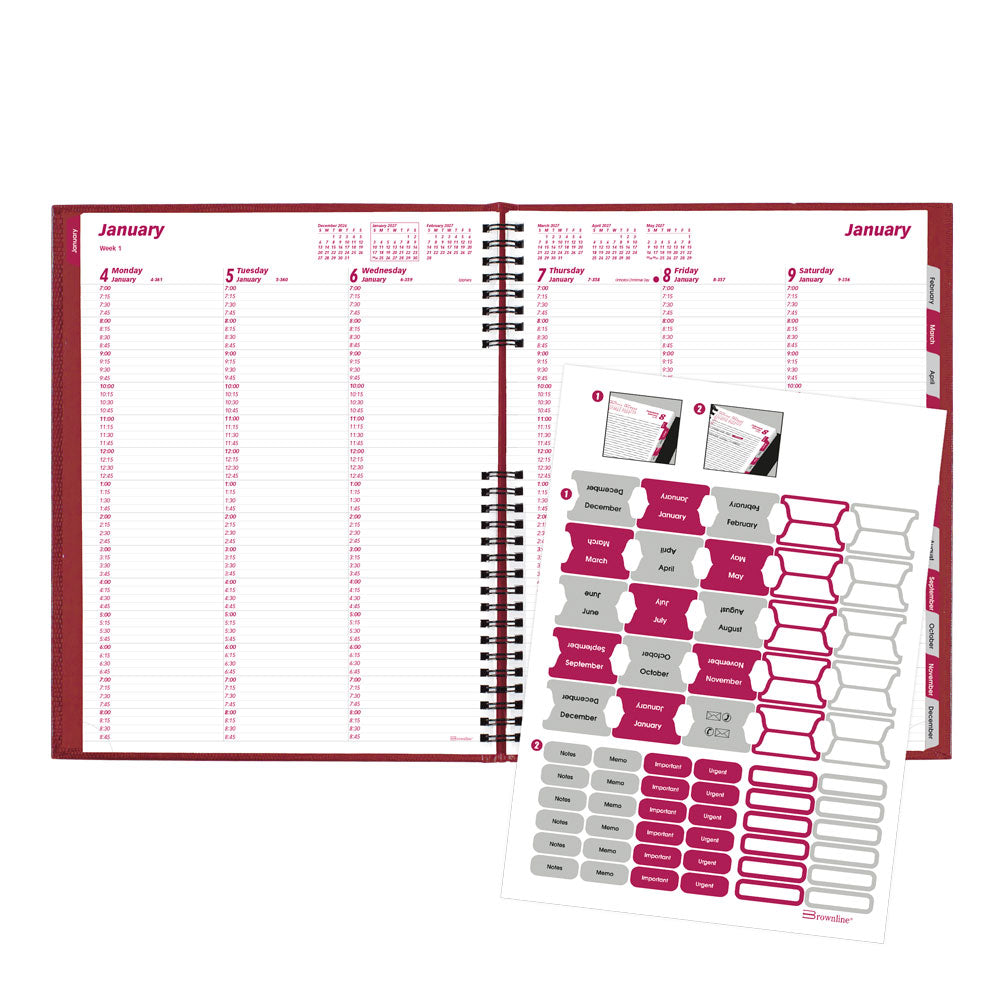 CoilPro™ Weekly Appointment Book, 2027, English Bright Red CB950C.RED-27 Brownline Canada