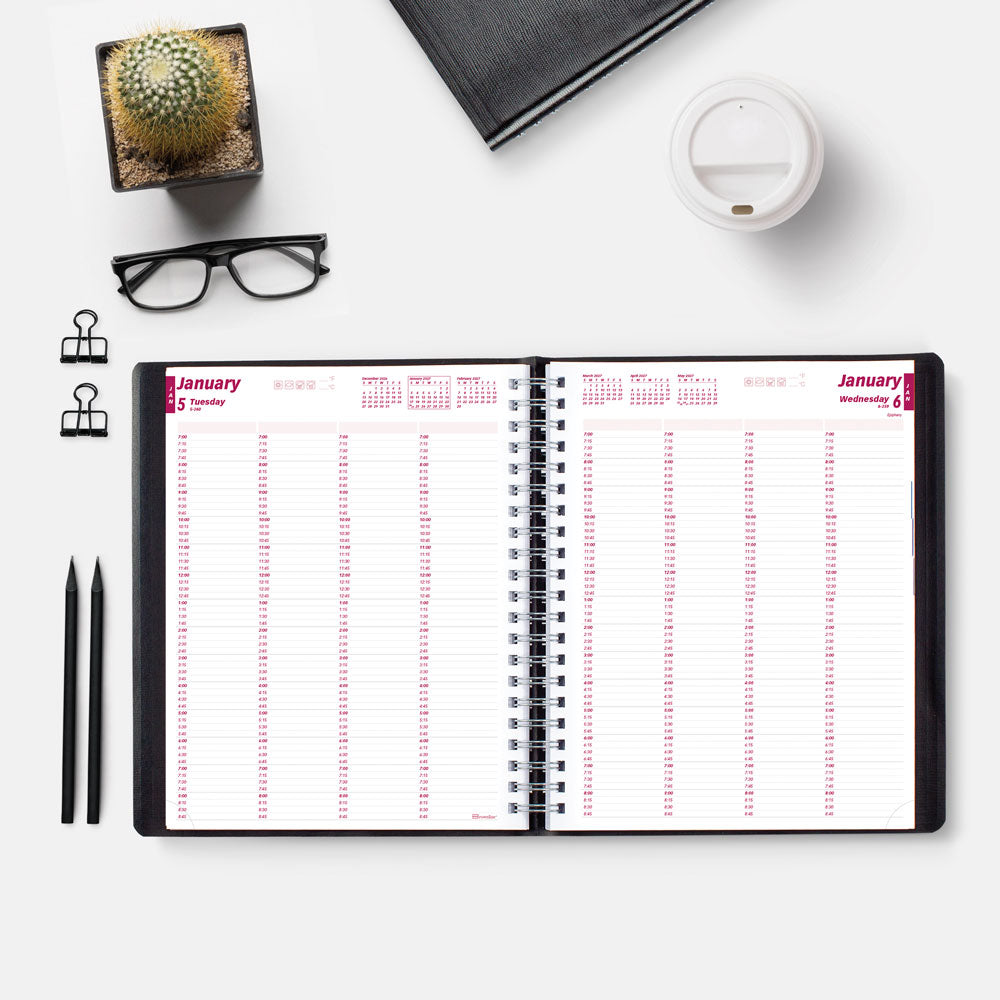 Essential Daily Four-Column Appointment Book, 2027, English, Black CB960.BLK-27 Brownline Canada