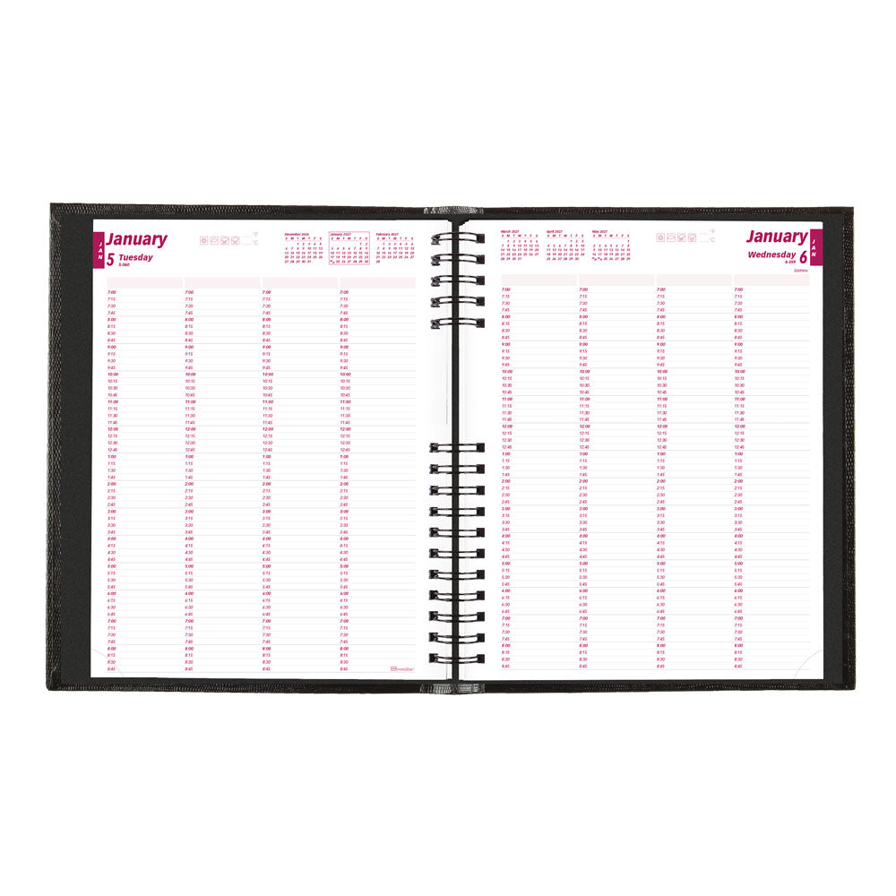CoilPro™ Daily Four-Column Appointment Book, 2027, English, Black CB960C.BLK-27 Brownline Canada
