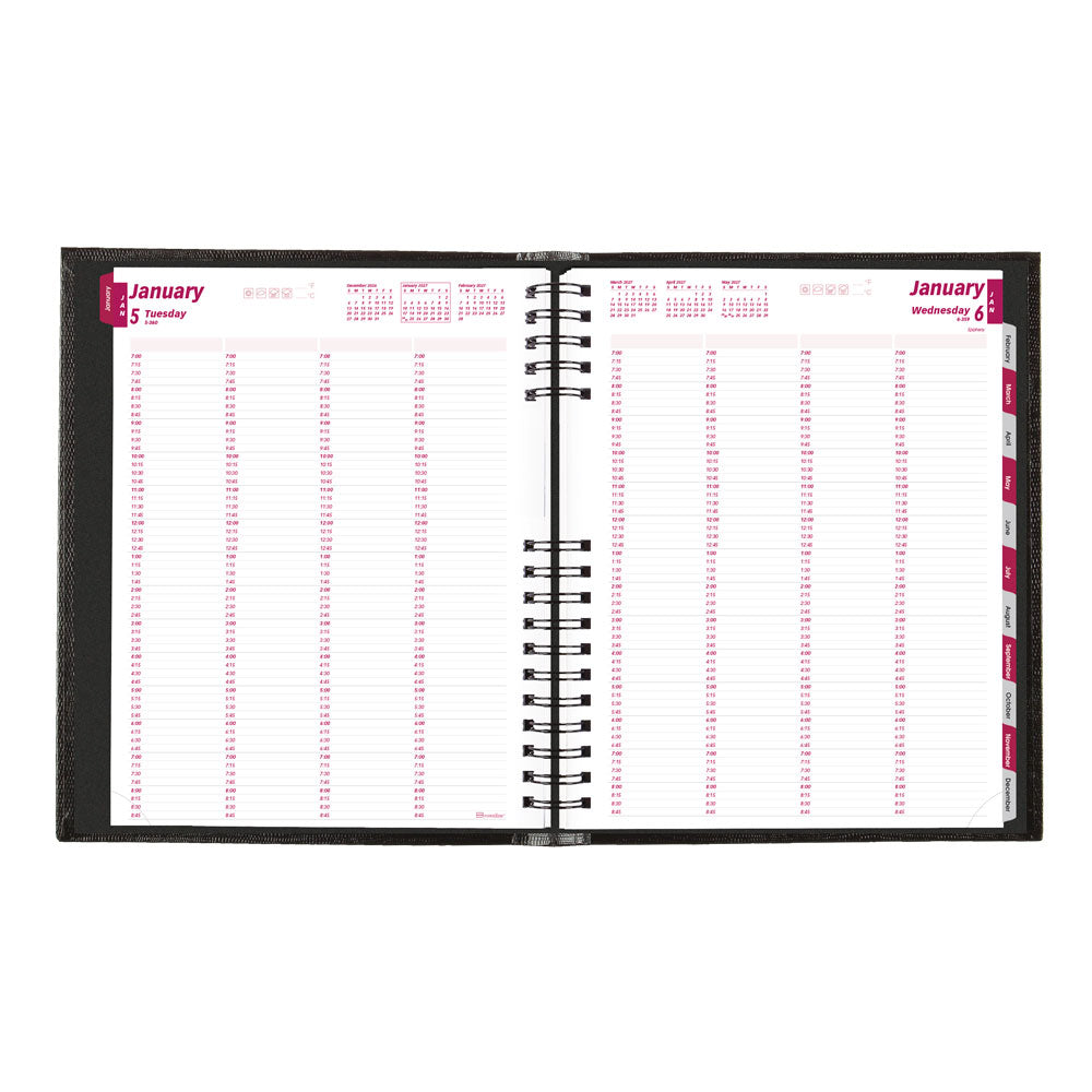 CoilPro™ Daily Four-Column Appointment Book, 2027, English, Black CB960C.BLK-27 Brownline Canada