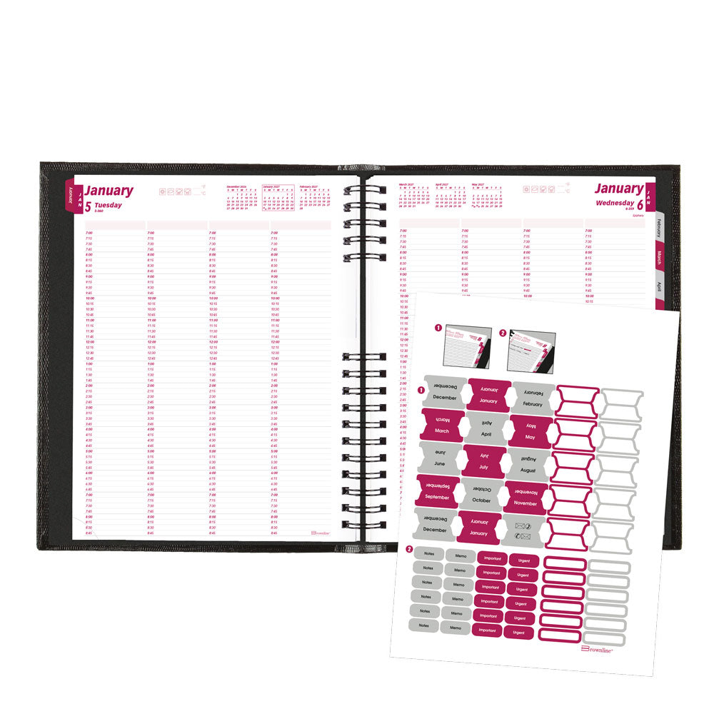 CoilPro™ Daily Four-Column Appointment Book, 2027, English, Black CB960C.BLK-27 Brownline Canada