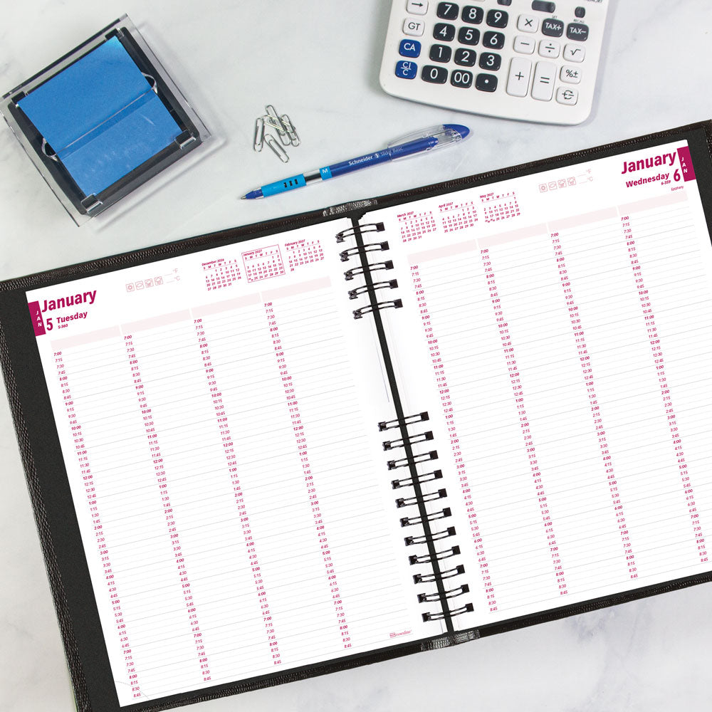 CoilPro™ Daily Four-Column Appointment Book, 2027, English, Black CB960C.BLK-27 Brownline Canada
