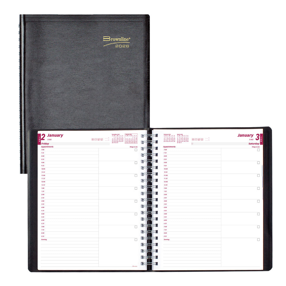 Brownline Essential Daily Planner 2026, English, Black CB965.BLK-26
