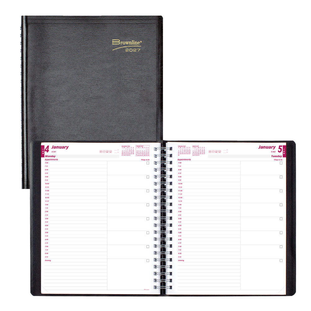 Essential Daily Appointment Book, 2027, English, Black CB965.BLK-27 Brownline Canada