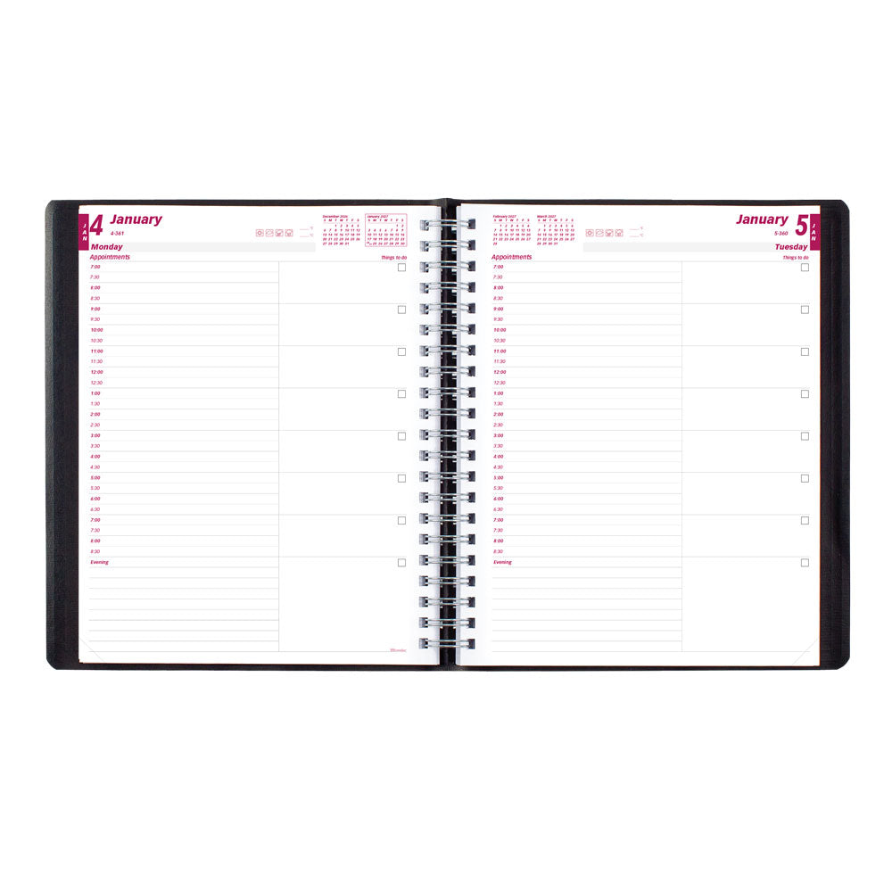 Essential Daily Appointment Book, 2027, English, Black CB965.BLK-27 Brownline Canada