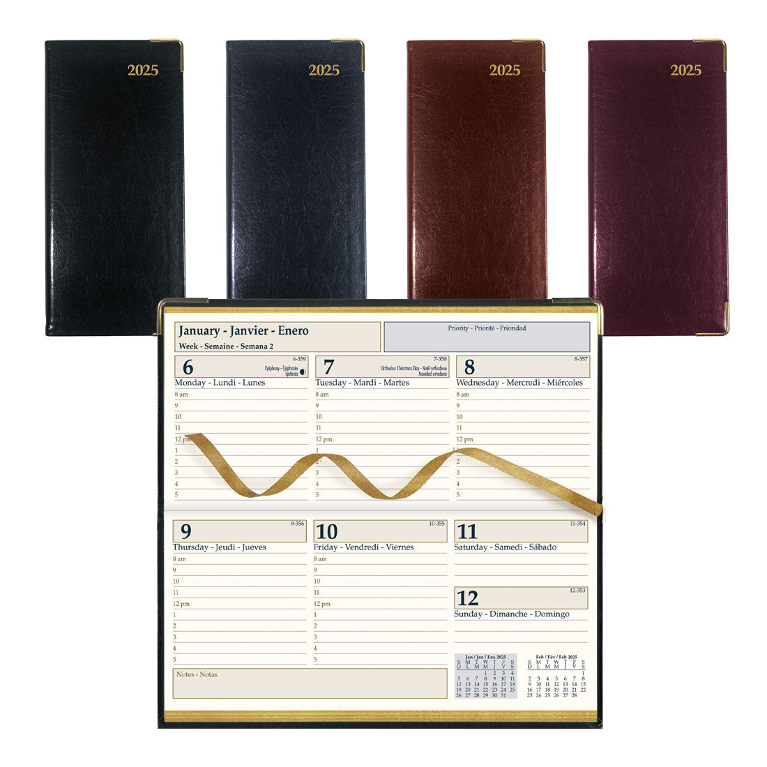Executive Weekly Pocket Planner 2025, Assorted colours, CBE306.ASX