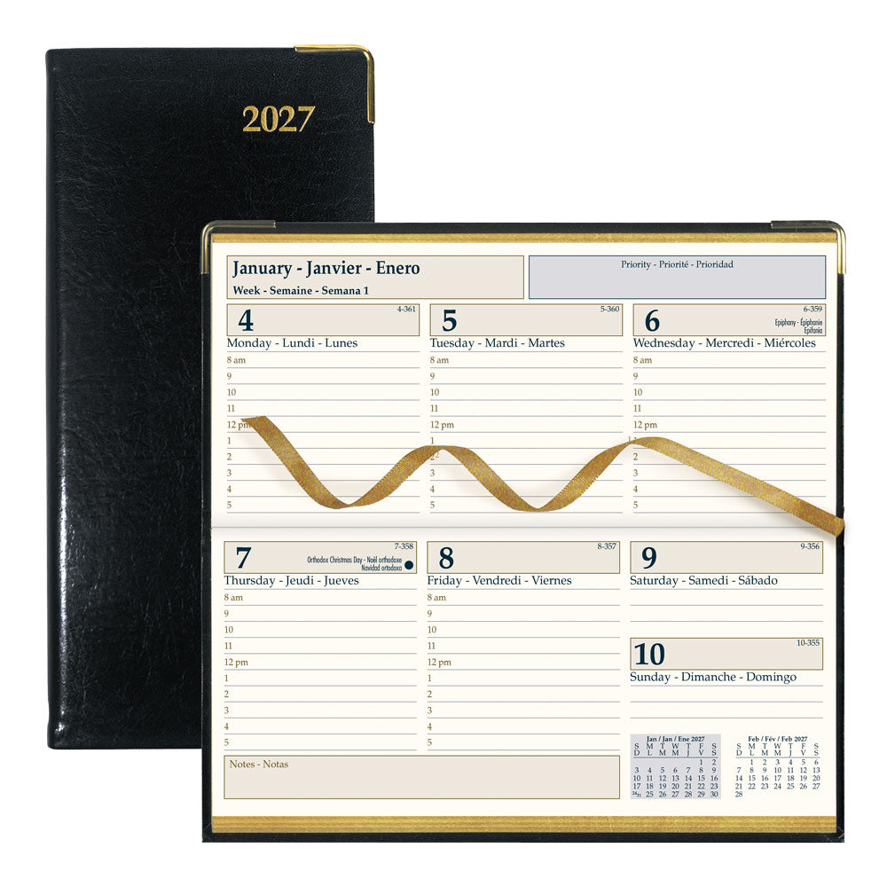 Executive Weekly Appointment Book, 2027, Trilingual, Black CBE306-27 Brownline Canada