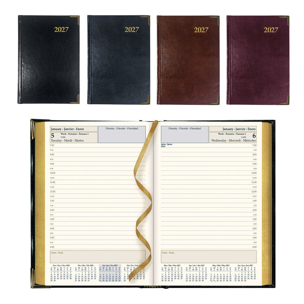 Executive Daily Appointment Book, 2027, Trilingual, Assorted CBE504.ASX-27 Brownline Canada