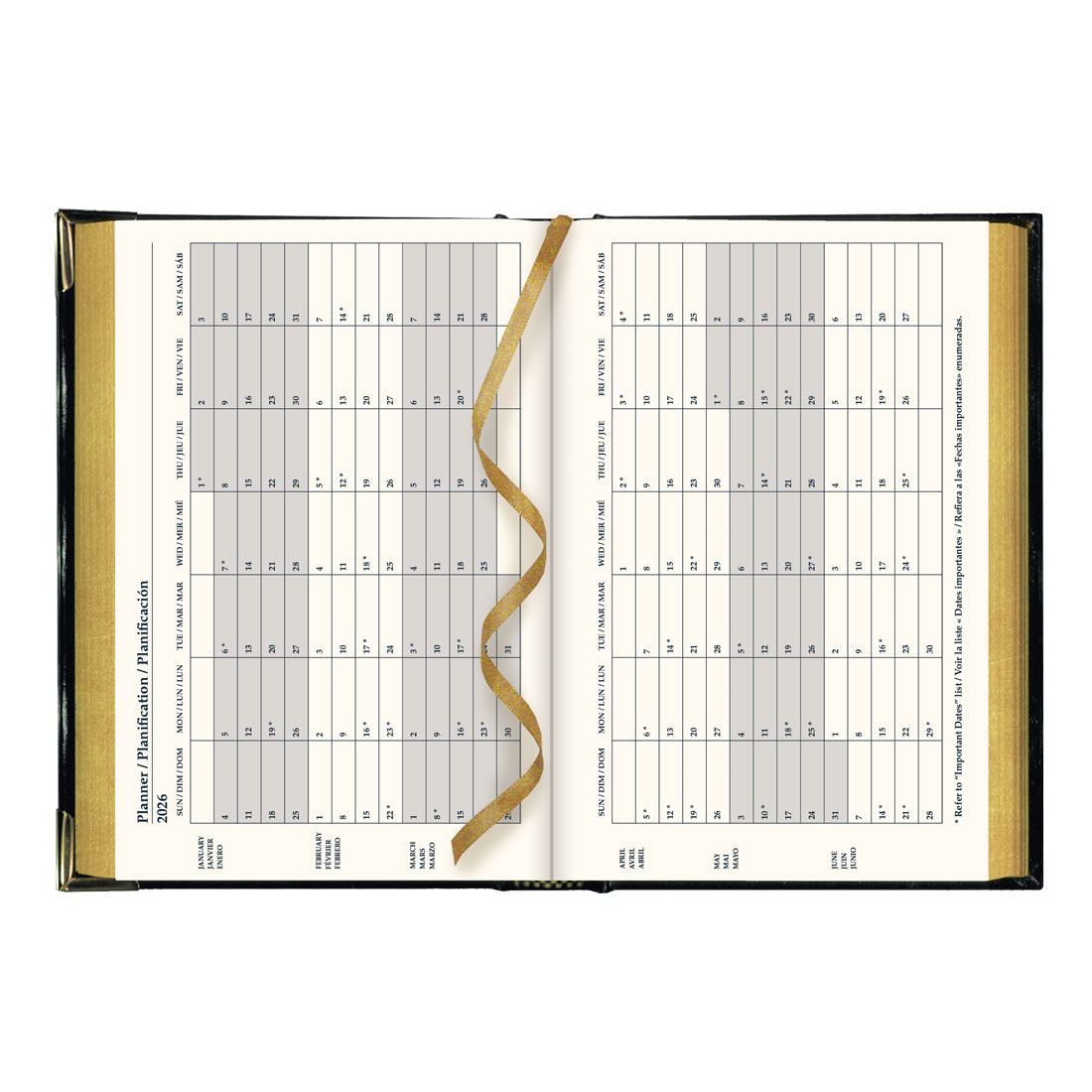 Executive Daily Planner 2026, Trilingual, Black (CBE504-26)