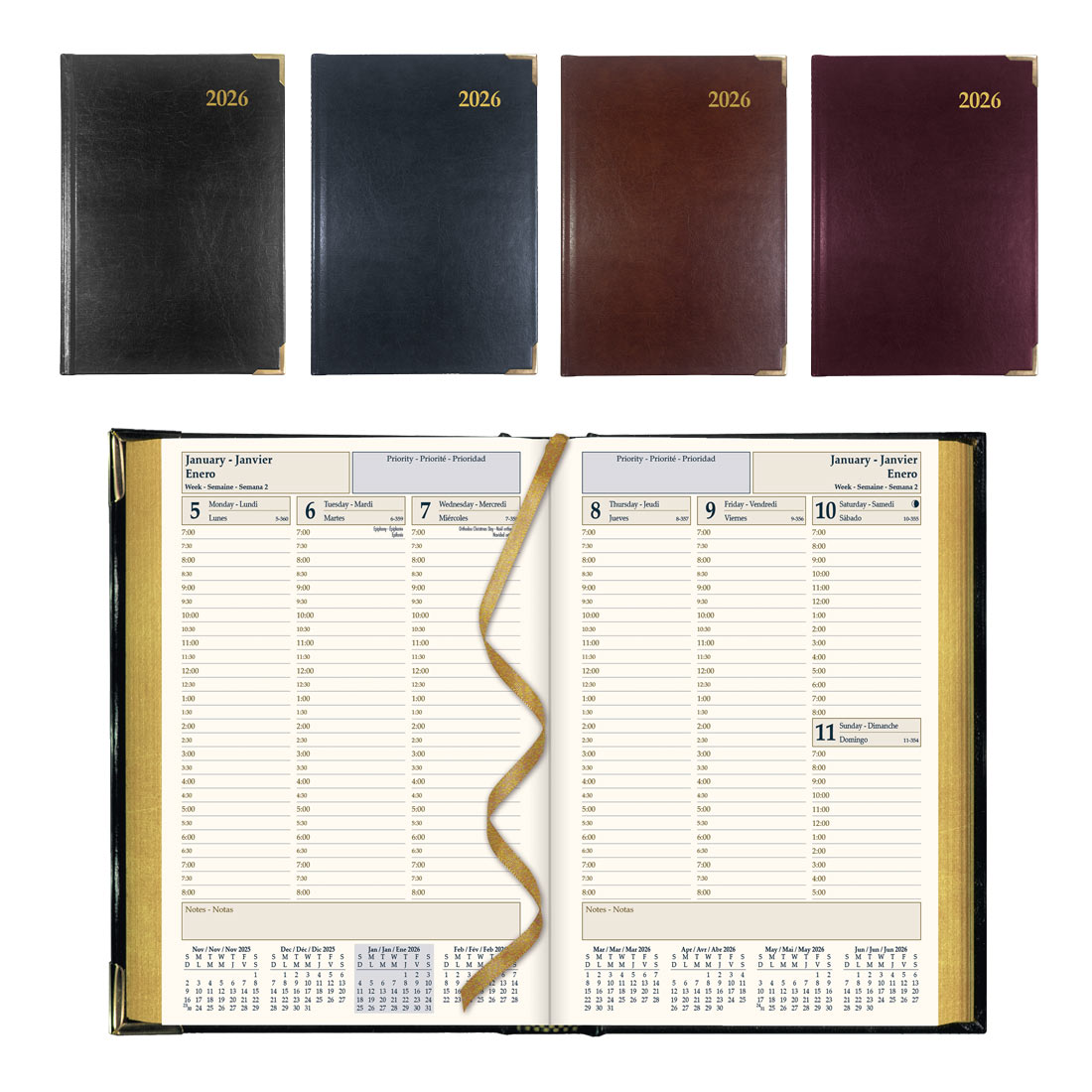 Brownline Executive Weekly Planner 2026, Trilingual, Assorted Colours CBE507.ASX-26