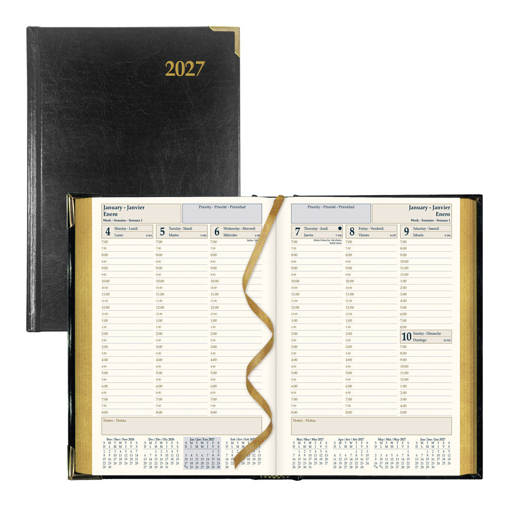 Executive Weekly Appointment Book, 2027, Trilingual, Black CBE507-27 Brownline Canada