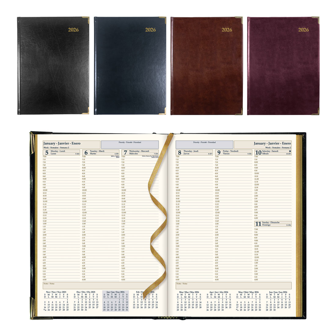Brownline Executive Weekly Planner 2026, Trilingual, Assorted Colours CBE512.ASX-26