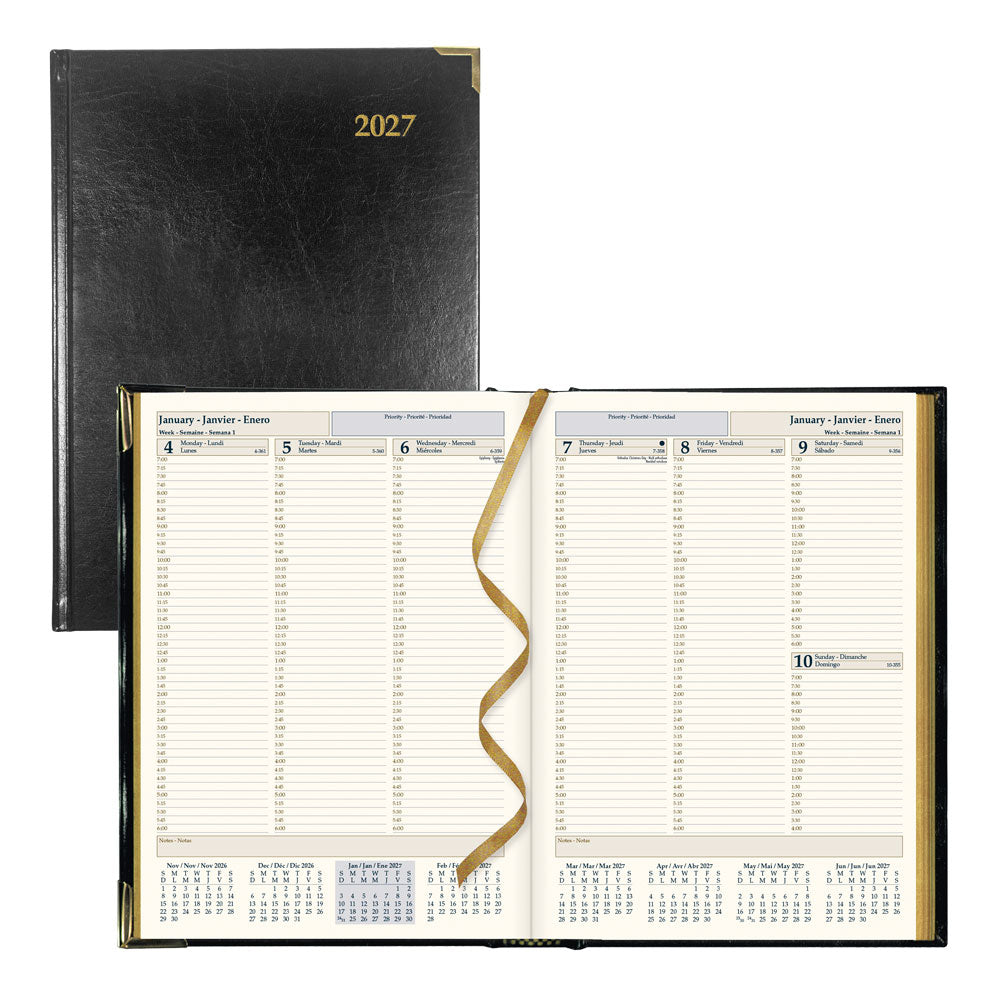 Executive Weekly Appointment Book, 2027, Trilingual, Black CBE512-27 Brownline Canada