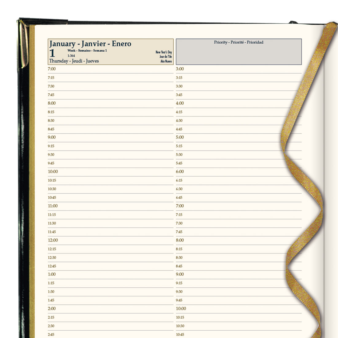 Brownline Executive Daily Planner 2026, Trilingual, Black CBE514-26