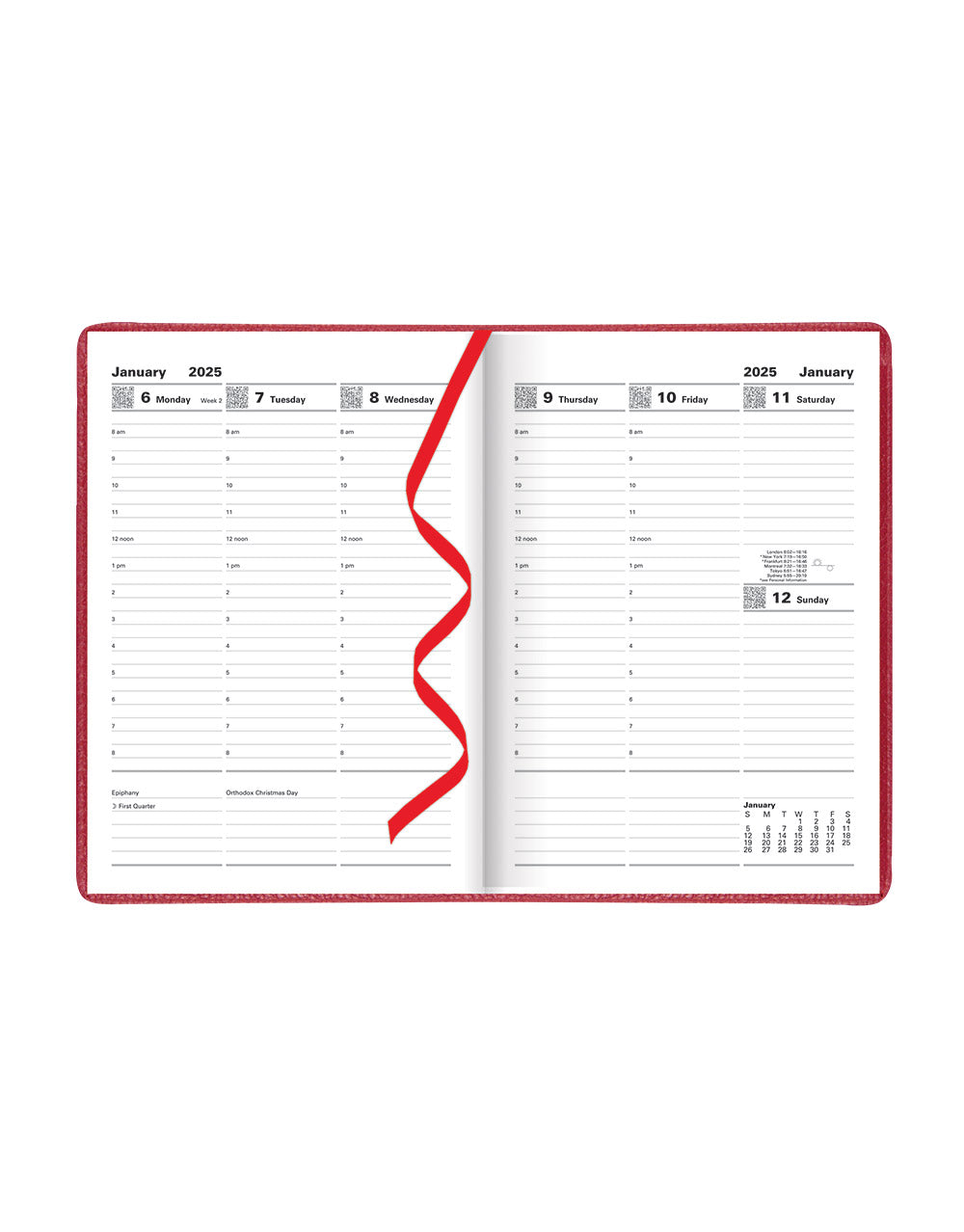 Milano A5 Vertical Week to View Planner with Appointments 2025 - English - 25-CTO3XURD#colour_red