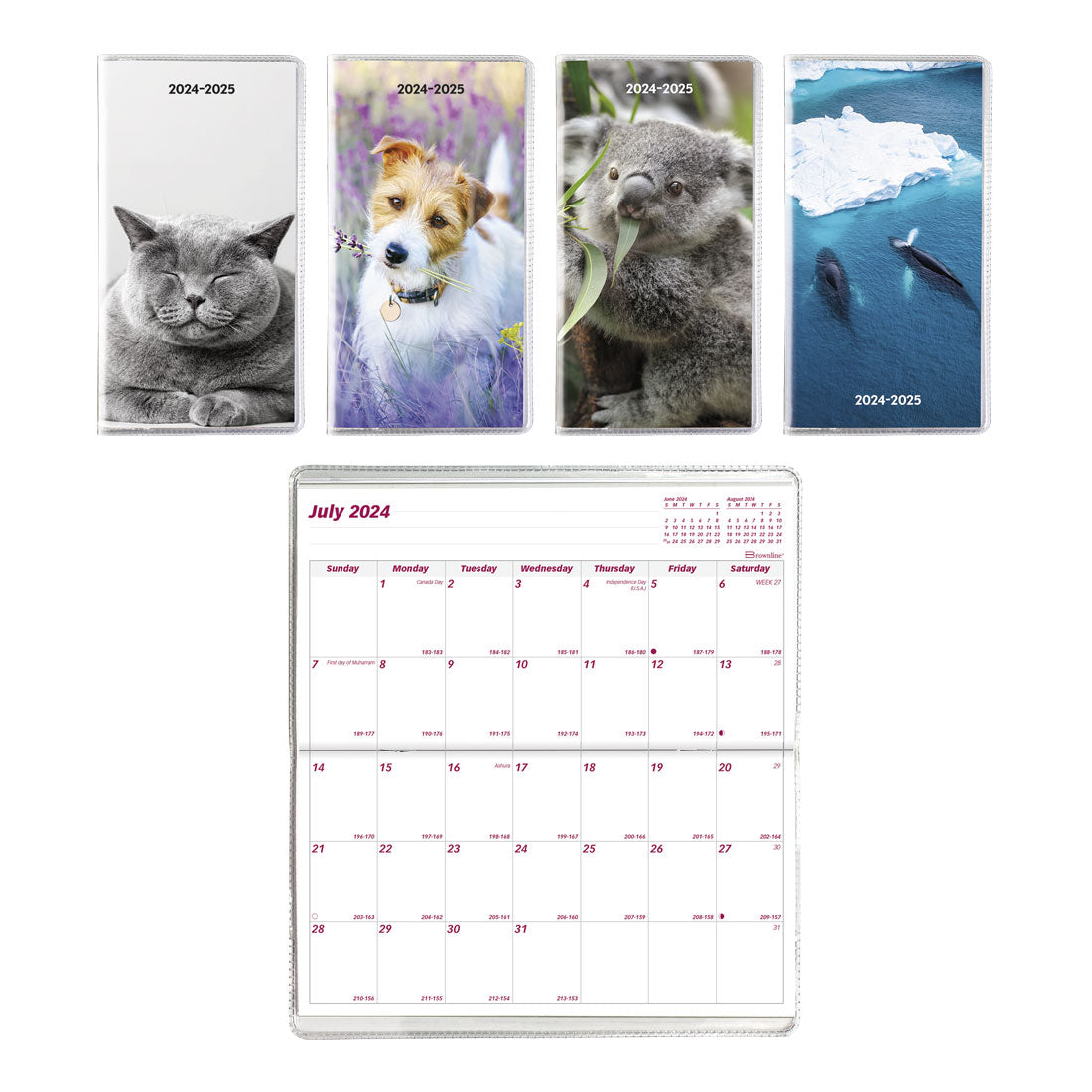 18-month Pocket Planner Animals 2024-2025, Assorted designs, English, CA412.ASX