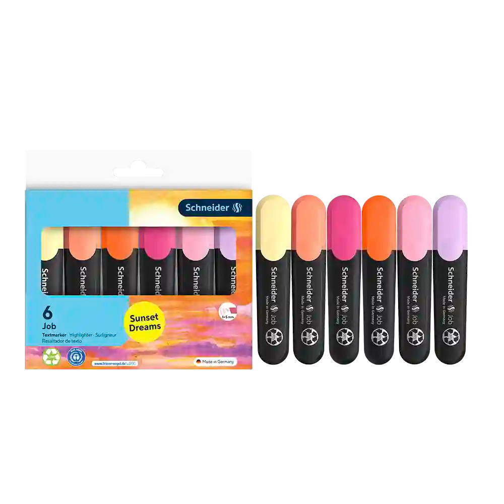 Job Pastel Highlighters, Sunset Dreams, Wallet 6 Pieces - Assorted