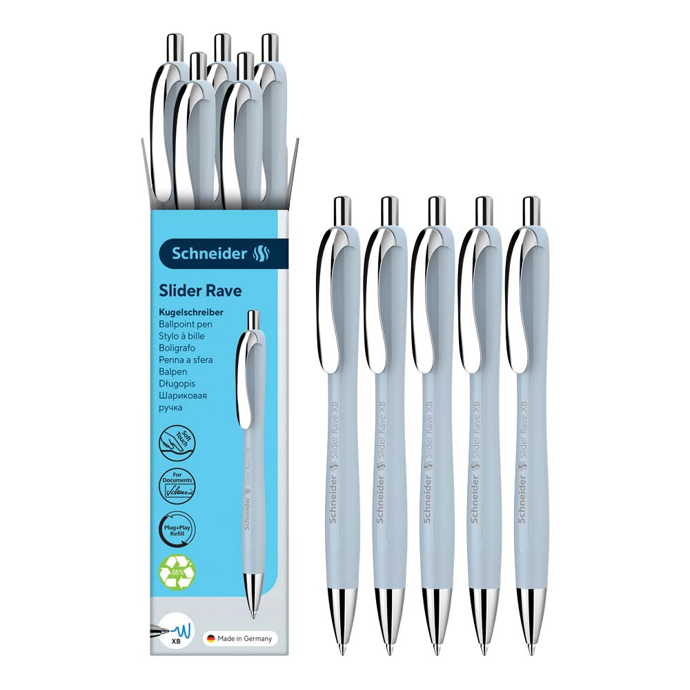 Rave Ballpoint Pen XB, Trend Edition, Box of 5 units#colour_arctic-blue