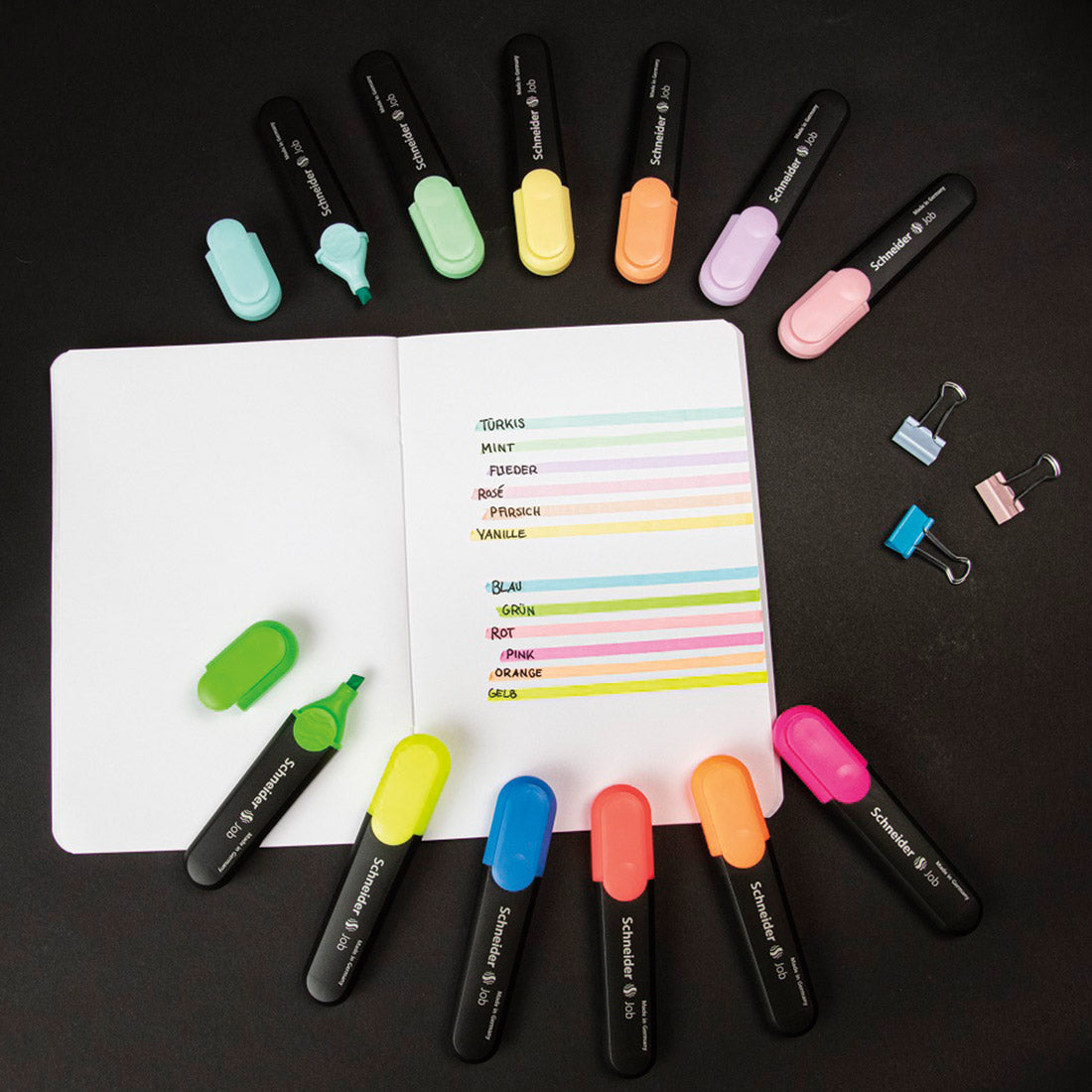 Job Highlighters, Wallet 4 pieces - Assorted