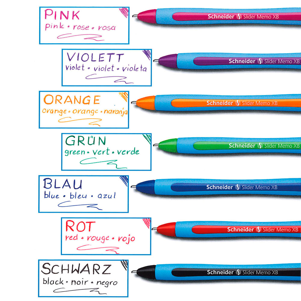 Schneider Memo Ballpoint Pens XB, Wallet 3 pieces - Assorted