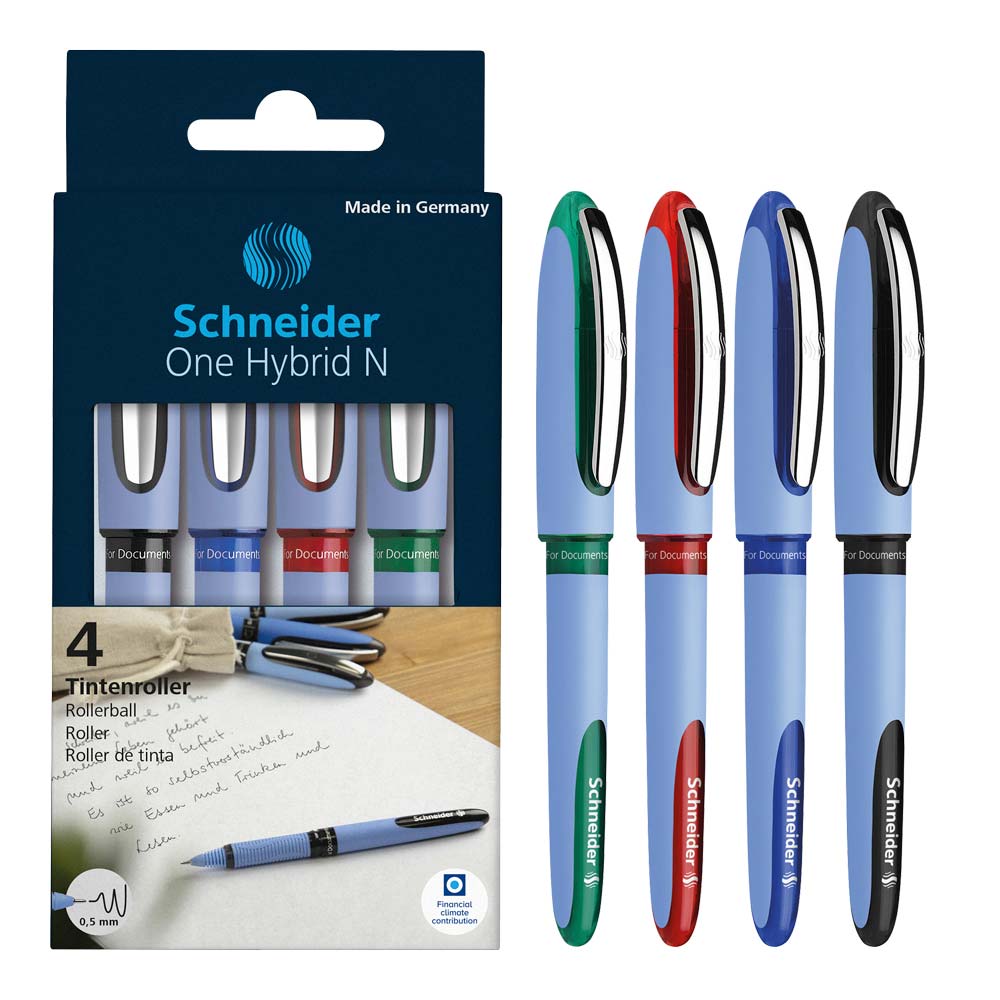 Stylos Roller One Hybrid N 0.5 mm, Boîte 4un. , couleurs assorties