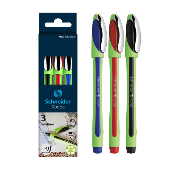 Xpress Fineliners 0.8mm, wallet 3 pieces - Assorted