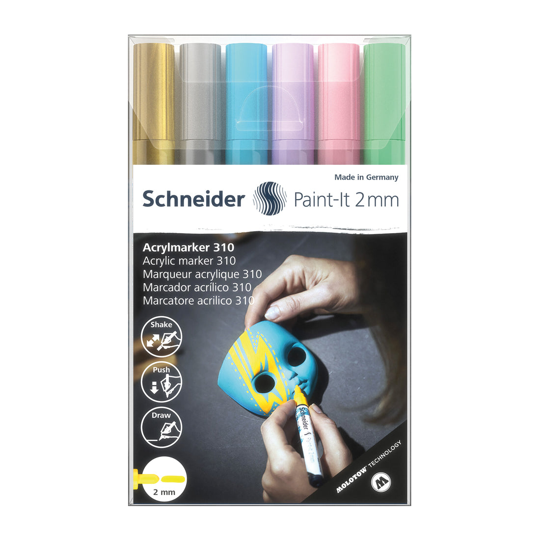 Paint-It 310 Acrylic Markers 2mm, Wallet 6 pieces - Assorted Pastels